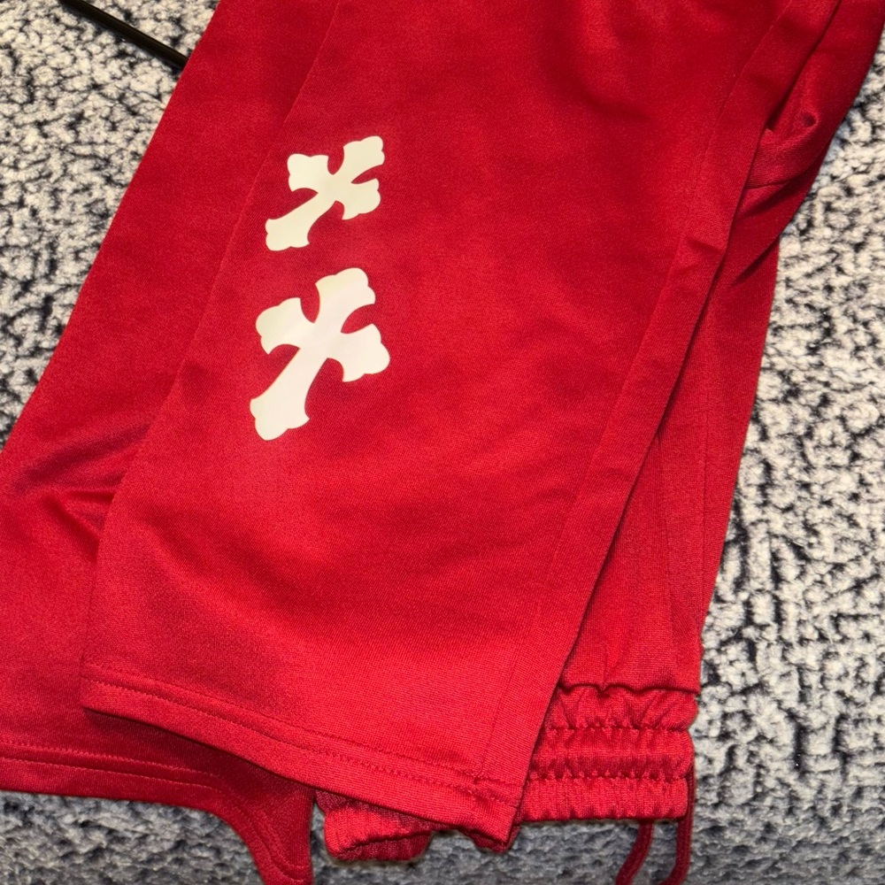 Kids Red Pants with White Cross Design